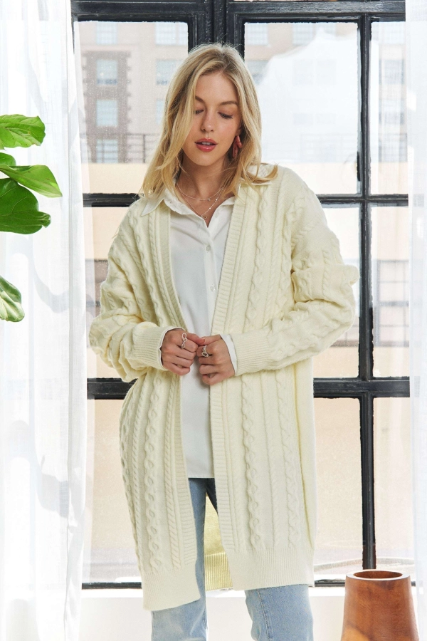 wholesale CESW3724-DROP SHOULDER KNIT SWEATER CARDIGAN Adora