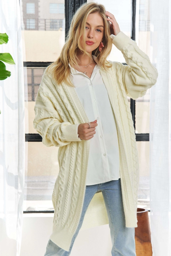wholesale CESW3724-DROP SHOULDER KNIT SWEATER CARDIGAN Adora