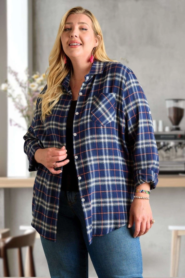 wholesale CET1810BX - PLUS BUTTON DOWN FLANNEL SHIRTS Adora