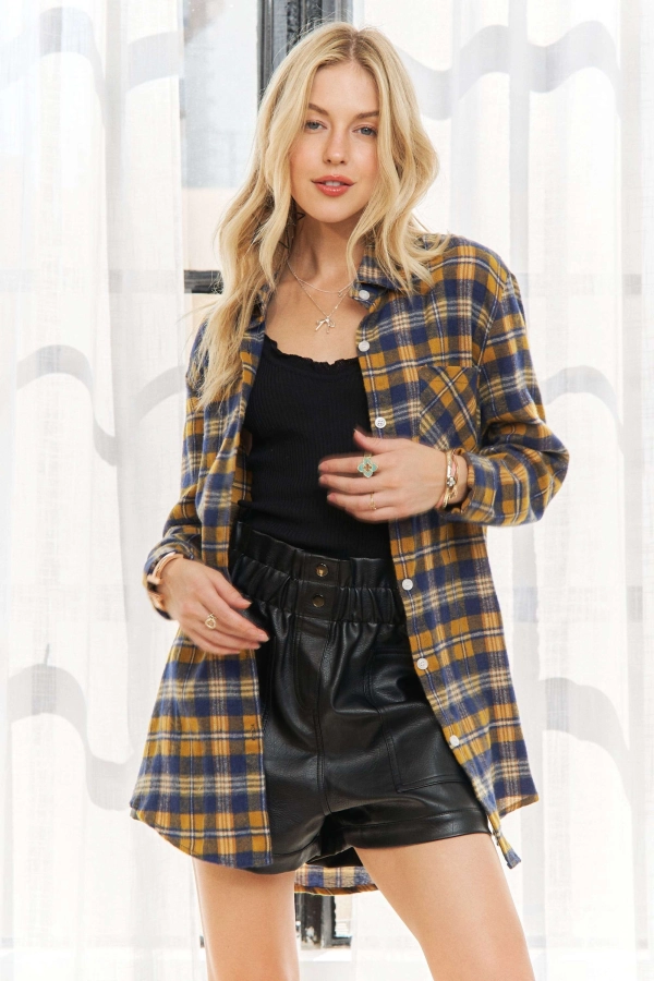 wholesale CET1810D-CHECK FLANNEL SHIRTS DRESS LONG SLEEVE Adora