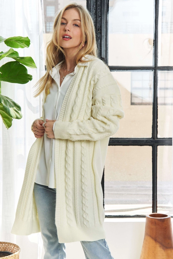 wholesale CESW3724-DROP SHOULDER KNIT SWEATER CARDIGAN Adora