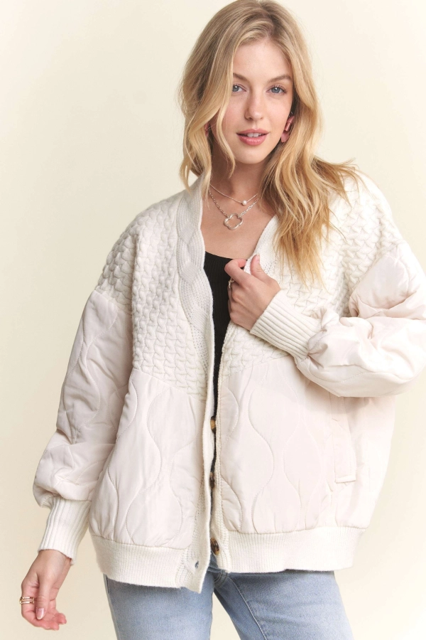 wholesale CESW3740 - BUTTON DOWN QUILTED CARDIGAN SWEATER Adora