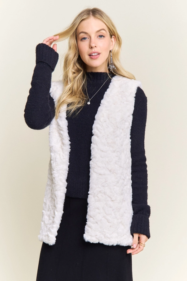 wholesale CEJ4198-FAUX FUR LUXE LONG VEST Adora