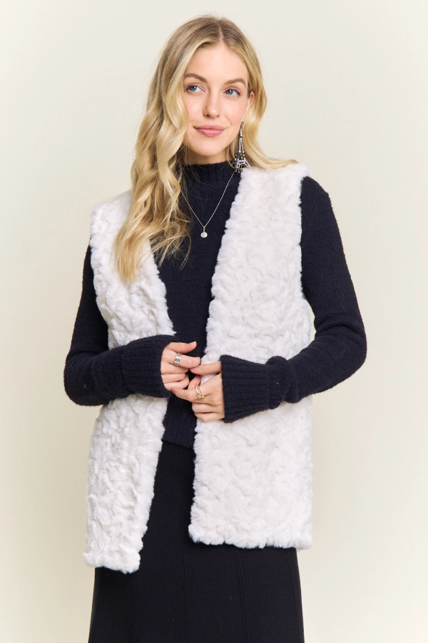 wholesale CEJ4198-FAUX FUR LUXE LONG VEST Adora