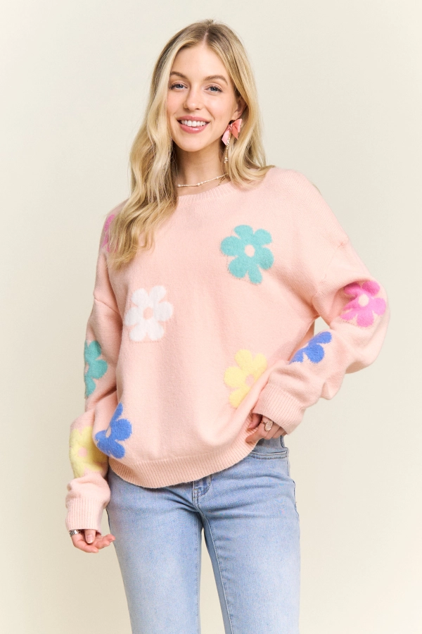 wholesale CESW2650 - FLOWER POPPED SWEATER TOP Adora