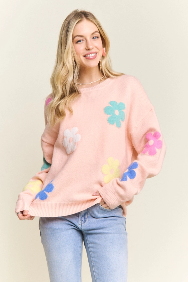 wholesale CESW2650 - FLOWER POPPED SWEATER TOP Adora