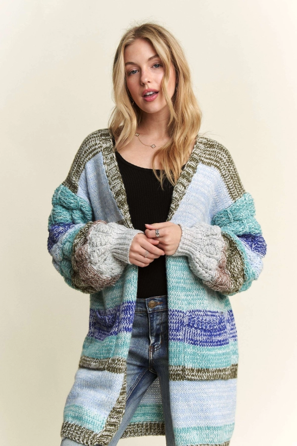 wholesale CESW3602 - MULTI COLOR STRIPE SWEATER CARDIGAN Adora